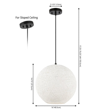 Lacey Bohemian Minimalist Iron/Rope Woven Globe LED Pendant - JONATHAN Y
